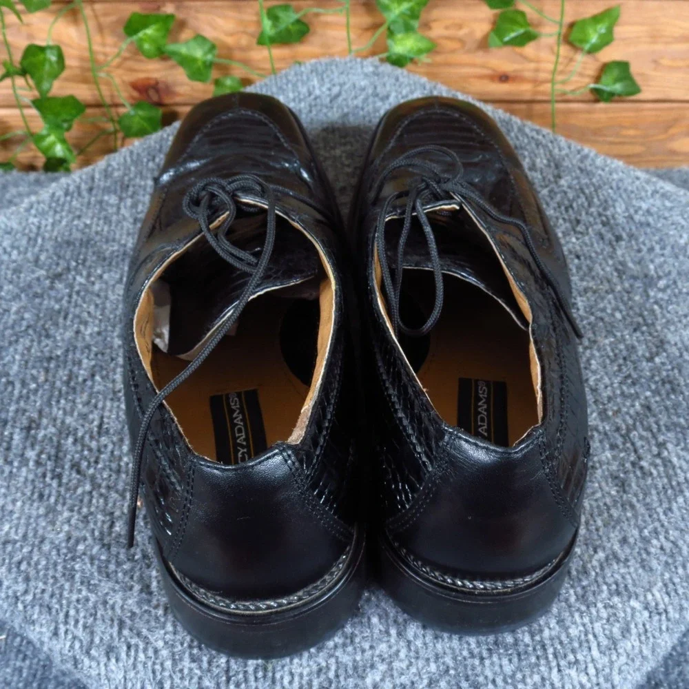Stacy‎ Adams Men's Snakeskin Leather Oxford Dress Shoes Size 9.5 Black Lace-Up